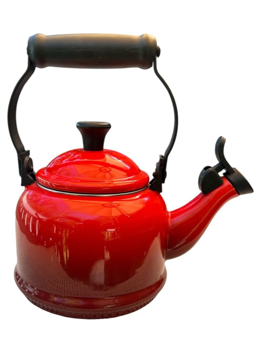 Le Creuset Classic Demi Tea Kettle Whistling Kettle Cerise Red French Farmhouse
